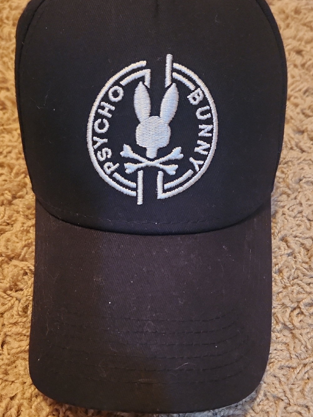 Psycho Bunny Black Cap with White Embroidered Logo